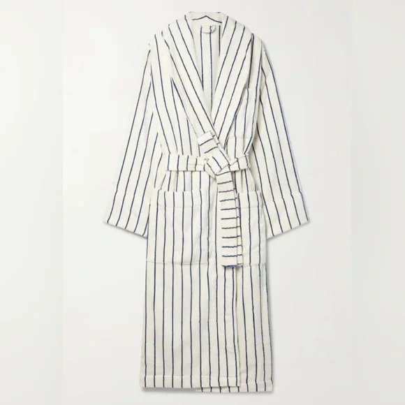 Tekla Striped Organic Cotton Terry Robe, super soft bath robe, NWOT so fluffy! - Picture 2 of 3